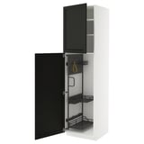 Mobiletto METOD bianco, ante nere, impiallacciatura frassino, ante a battente, organizer in metallo.