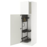 Mobile da cucina METOD bianco dal design moderno, finitura lucida, porta aperta che rivela gli organizer estraibili.