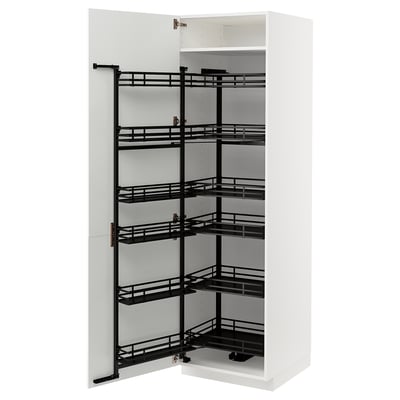 Mobile da cucina METOD bianco con ripiani estraibili neri.