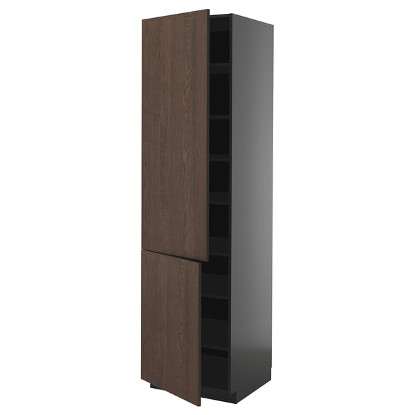 Armadio da cucina alto METOD, legno marrone scuro, design moderno ed elegante, ripiani regolabili.