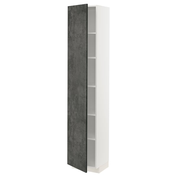 Mobile da cucina METOD in grigio scuro con ripiani bianchi, rettangolare, design moderno.