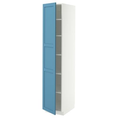 METOD Mobile alto con ripiani, bianco/Lerhyttan blu, 40x60x200 cm