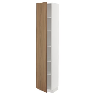 Mobiletto alto bianco METOD con anta in legno, ripiani regolabili.