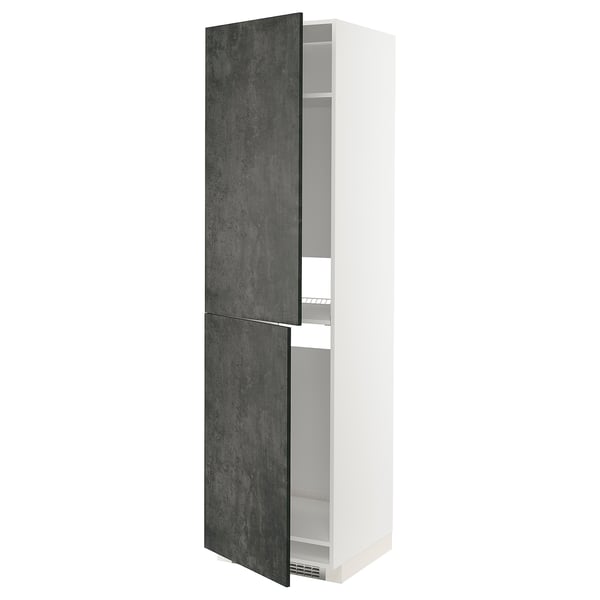 Moderno armadio bianco con ante grigio scuro, ripiani regolabili, design elegante.