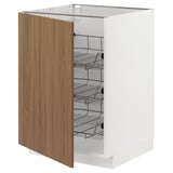 Mobile da cucina moderno bianco con anta in noce, 3 ripiani in filo metallico, cerniera sinistra o destra.
