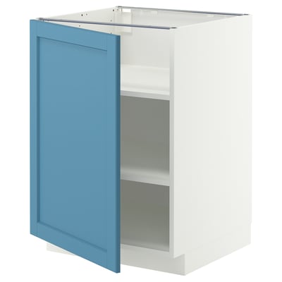 METOD Mobile base con ripiani, bianco/Lerhyttan blu, 60x60 cm