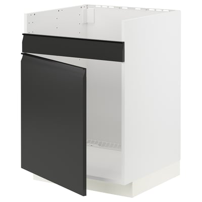 Moderno mobile da cucina METOD in bianco e nero. Frontale upplöv nero, finitura opaca con maniglia integrata.