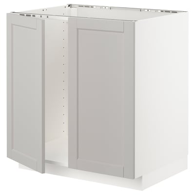 La struttura dell'armadio da cucina METOD in grigio chiaro, caratterizzata da un design classico con una costruzione robusta.