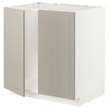 Un mobile da cucina METOD beige con due ante e base bianca. L'armadio ha una forma rettangolare e un design semplice.
