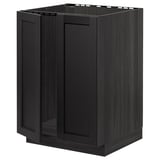 Un mobile da cucina ikea METOD nero dal design tradizionale con bordi smussati e impiallacciatura di frassino.