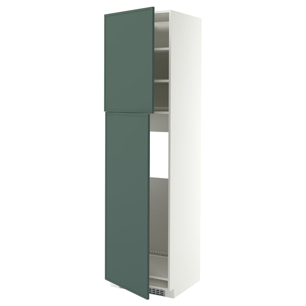 METOD Mobile frigo/2 ante, bianco/Aspudden grigio scuro-verde, 60x60x220 cm