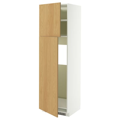 METOD Mobile frigo/2 ante, bianco/Sinarp impiallacciatura di rovere, 60x60x200 cm
