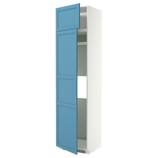 METOD Mobile frigo o congelatore/2 ante, bianco/Lerhyttan blu, 60x60x240 cm