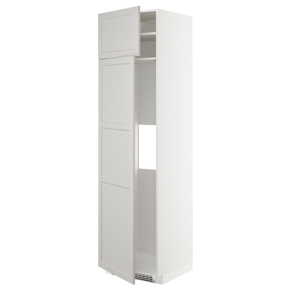 METOD Mobile frigo o congelatore/2 ante, bianco/Lerhyttan grigio chiaro, 60x60x220 cm