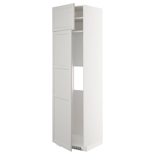 METOD Mobile frigo o congelatore/2 ante, bianco/Lerhyttan grigio chiaro, 60x60x220 cm