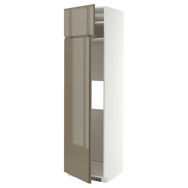 METOD Mobile frigo o congelatore/2 ante, bianco/VOXTORP grigio-marrone scuro lucido verticale, 60x60x220 cm
