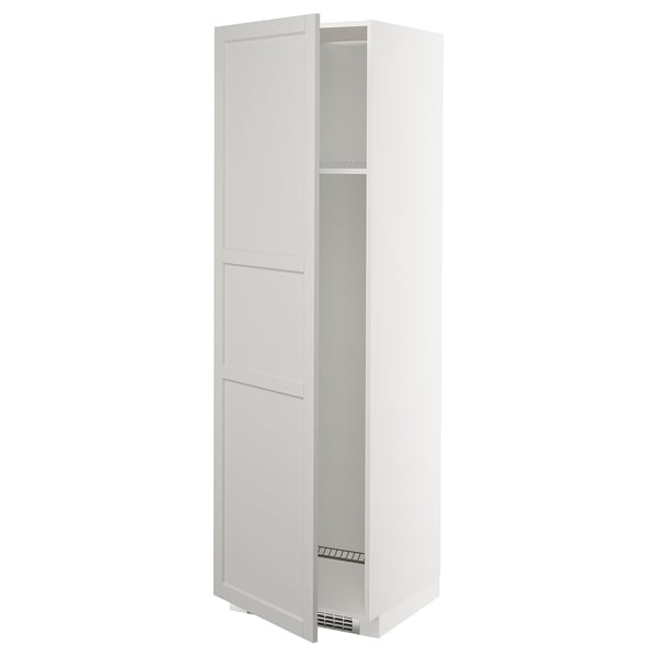 METOD Mobile frigo o congelatore/anta, bianco/Lerhyttan grigio chiaro, 60x60x200 cm