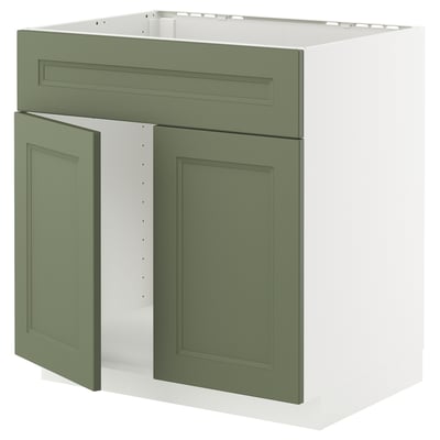 Mobile da cucina verde, interno bianco. Mobili certificati dal design moderno e classico.