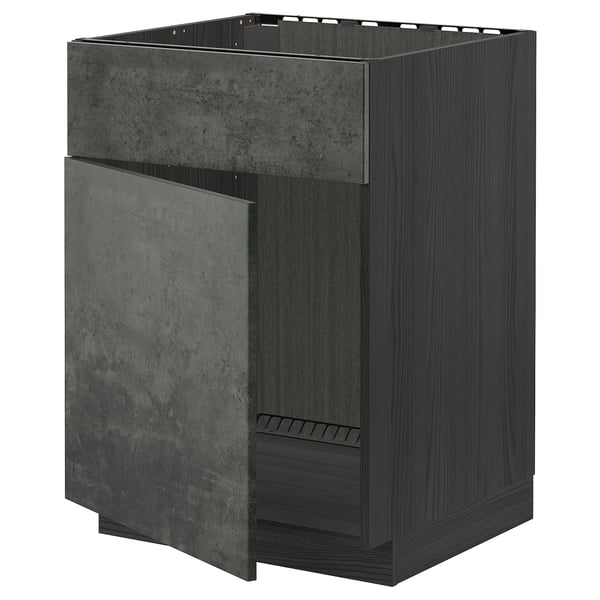 Mobile da cucina METOD grigio scuro con effetto cemento e design moderno ed elegante.