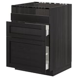 Mobile cucina METOD, frassino tinto nero, design moderno, 3 cassetti, robusta forma quadrata.