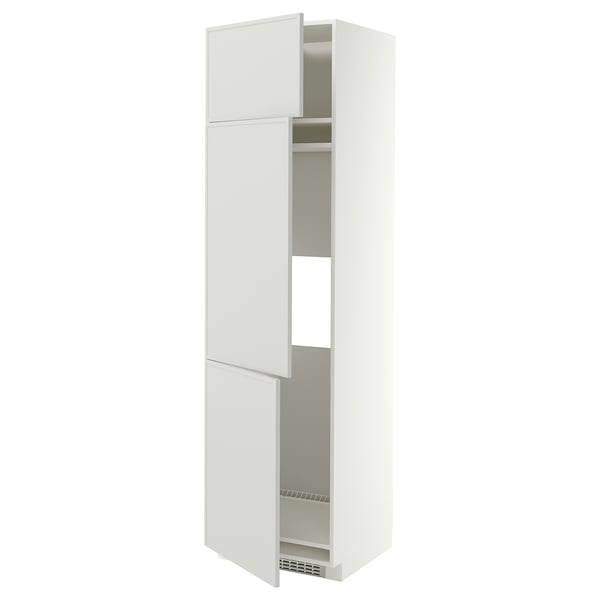 METOD Mobile per frigo/congelatore+3 ante, bianco/Aspudden grigio chiaro, 60x60x220 cm