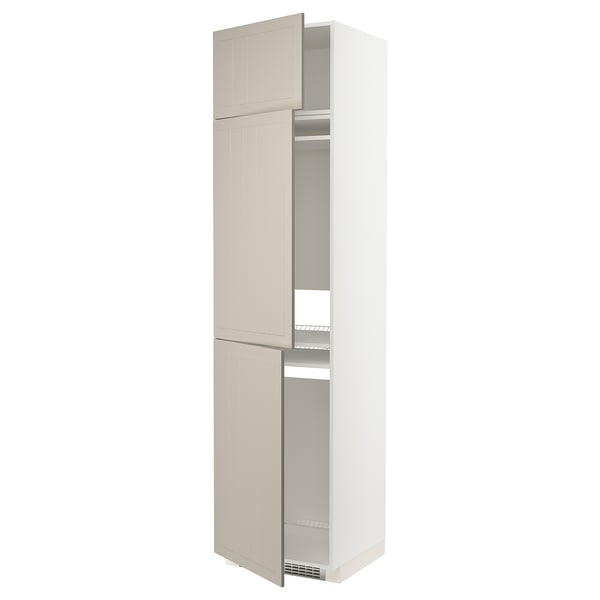 Mobiletto da cucina METOD in beige con anta beige, rettangolare, due ripiani a vista, design minimalista.
