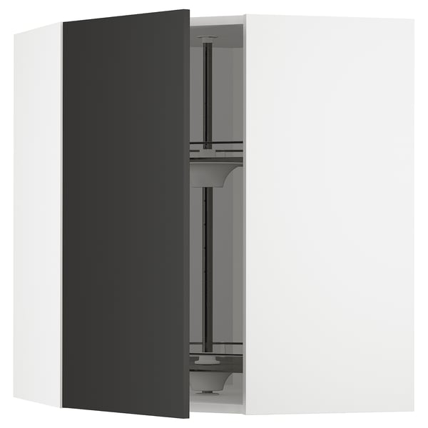 Mobile da cucina METOD nero con giostra in vetro, moderno ed elegante.