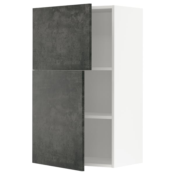 Moderno mobile da cucina grigio con interno bianco e ripiano regolabile.
