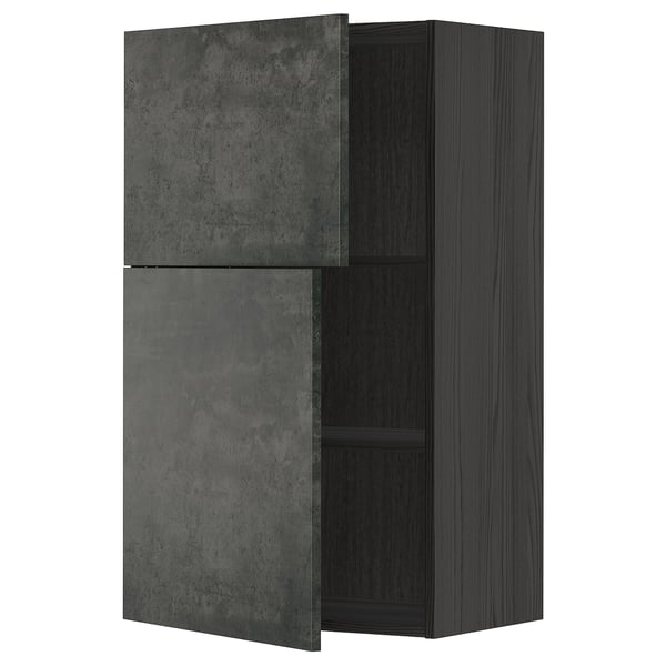 Mobile cucina METOD di colore grigio scuro con ante effetto cemento, struttura in legno, forma rettangolare.