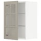 Armadio da cucina Ikea METOD, beige, ante in vetro, forma quadrata, ripiani regolabili.