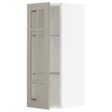 Mobile da cucina METOD con anta in vetro beige con ripiani bianchi, forma rettangolare, design moderno.