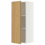 METOD Pensile con ripiani, bianco/Sinarp impiallacciatura di rovere, 40x100 cm