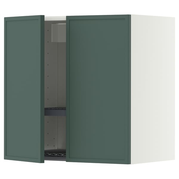 METOD Pensile con scolapiatti/2 ante, bianco/Aspudden grigio scuro-verde, 60x60 cm