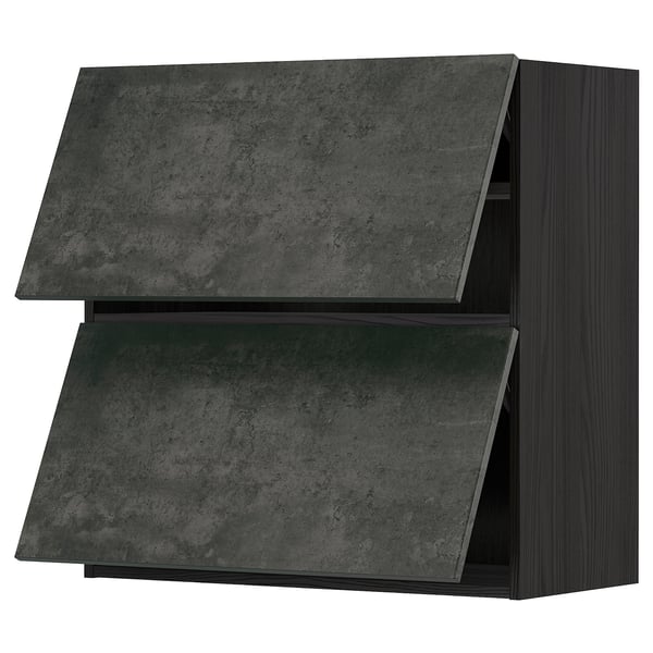 Moderno mobile da cucina grigio scuro con un elegante design effetto cemento.