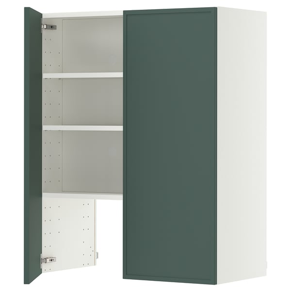 METOD Pensile per cappa con ripiano/anta, bianco/Aspudden grigio scuro-verde, 80x100 cm