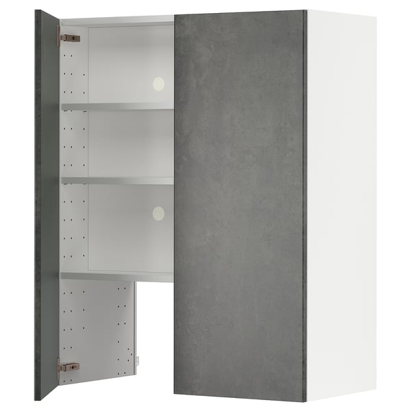 Un mobile da cucina METOD grigio con interno bianco e ripiani regolabili.