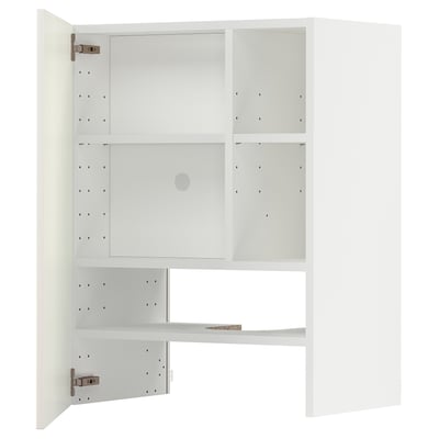 Armadio da cucina bianco METOD, design liscio, ripiani regolabili, cerniere in acciaio.