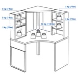 MICKE Mobile studio angolare, marrone-nero, 100x142 cm