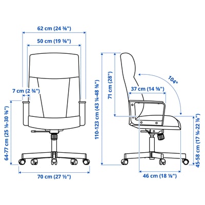 Sedia da ufficio MILLBERGET marrone con base e braccioli neri. Schienale alto, altezza regolabile e imbottito per il massimo comfort.