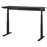 Scrivania sit-stand regolabile nera MITTZON: struttura in metallo moderna, rettangolare e robusta, regolazione elettrica dell'altezza.