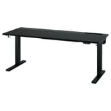 Scrivania sit-stand MITTZON nera, ergonomica, moderna con sollevamento a doppio motore, elegante superficie rettangolare.