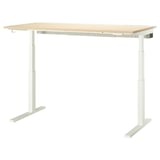Scrivania regolabile MITTZON, bianca, rettangolare, piano in legno, supporto a doppio motore.