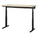 Scrivania MITTZON sit/stand: gambe nere, piano beige, altezza regolabile, doppio motore, robusta.