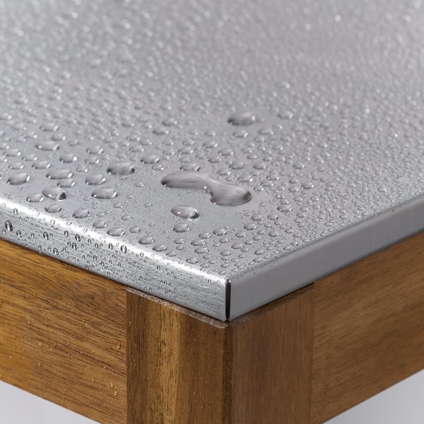 NÄMMARÖ Cucina/mobile lavello da esterno, mordente marrone chiaro/inox, 240x62 cm