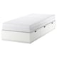 Struttura letto NORDLI bianca con 3 cassetti e materasso in schiuma. Moderno e compatto per piccoli spazi con cassetti con chiusura ammortizzata.