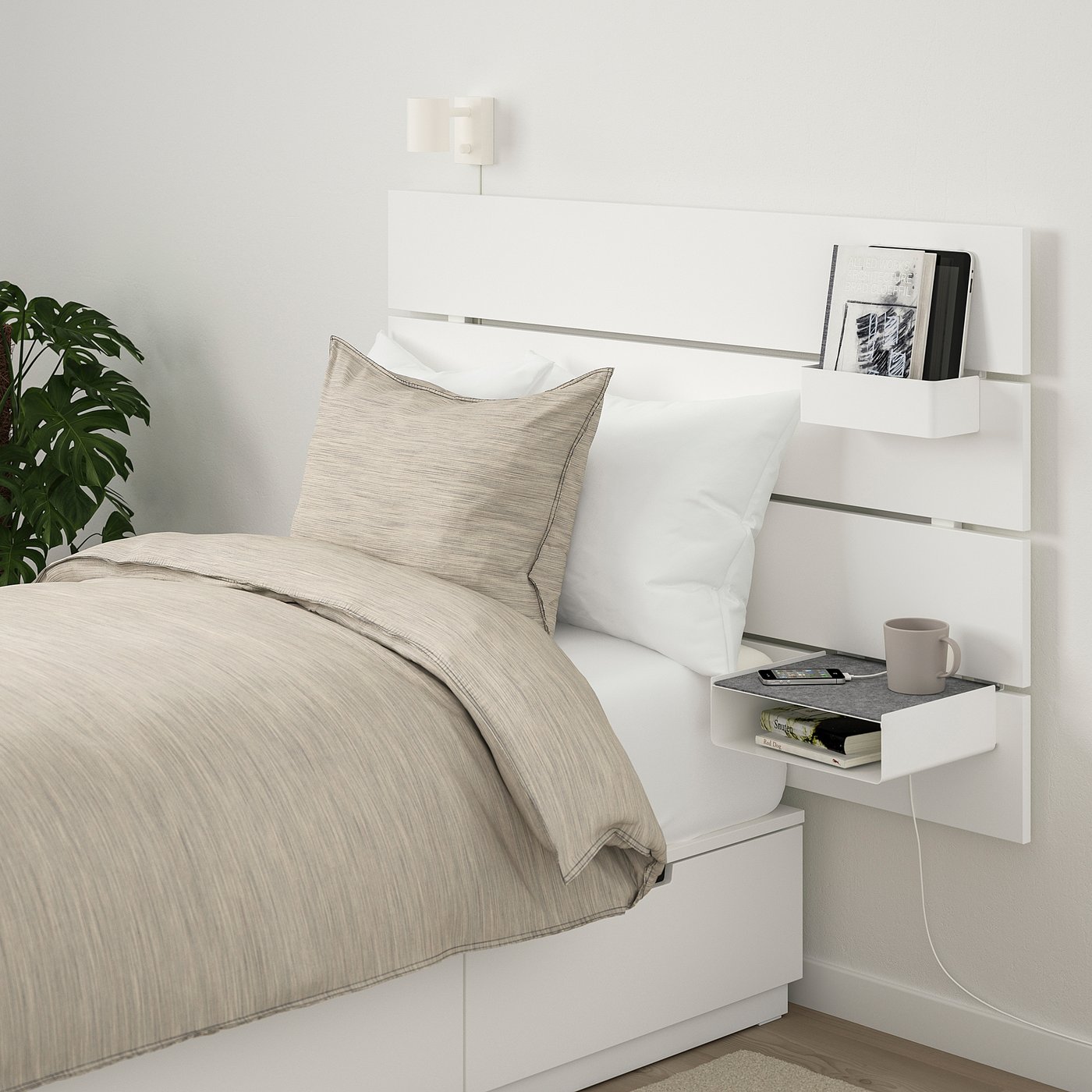nordli struttura letto contenitore testier bianco 90x200 cm