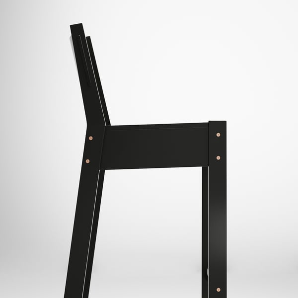 NORRÅKER Sgabello bar con schienale, nero, 74 cm
