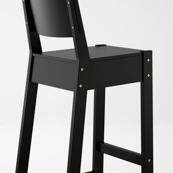 NORRÅKER Sgabello bar con schienale, nero, 74 cm