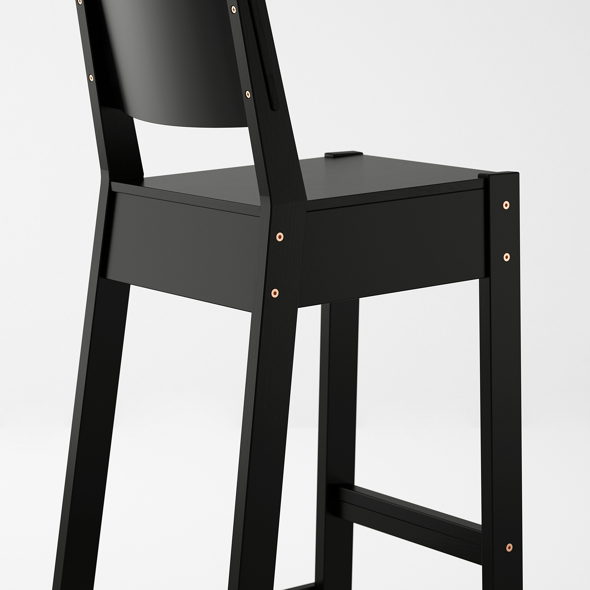 NORRÅKER Sgabello bar con schienale, nero, 74 cm