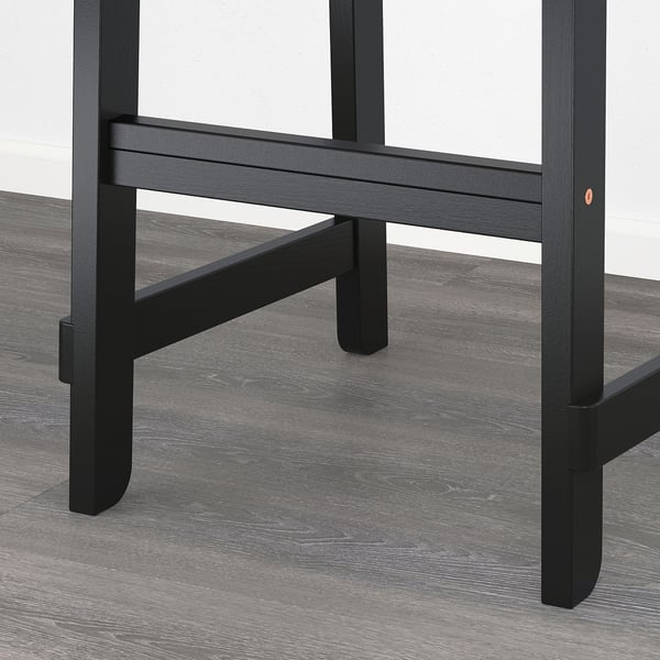 NORRÅKER Sgabello bar con schienale, nero, 74 cm
